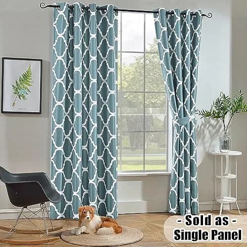 Melodieux Moroccan Fashion Room Darkening Blackout Grommet Curtains for Living Room, 52 in (132 cm) x 96 in (243 cm) | Geometric Moroccan Design thumbnail 2