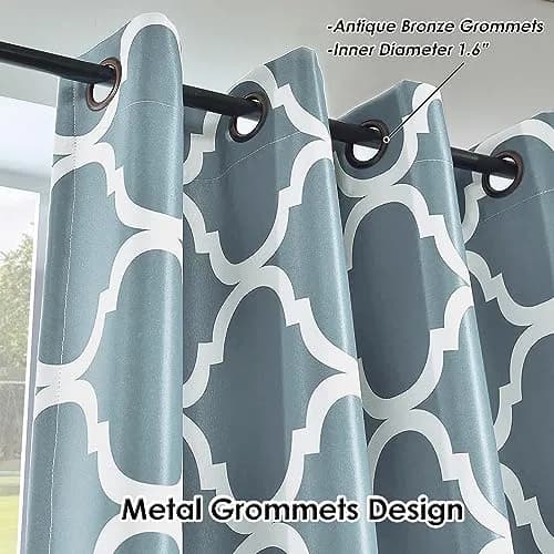 Melodieux Moroccan Fashion Room Darkening Blackout Grommet Curtains for Living Room, 52 in (132 cm) x 96 in (243 cm) | Geometric Moroccan Design thumbnail 3