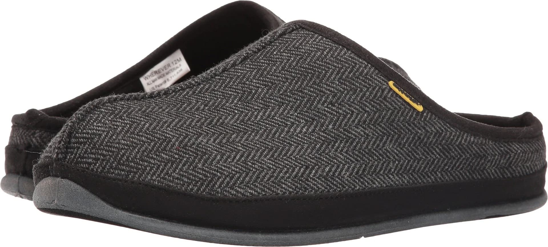 Deer Stags Wherever Tweed Slipper, Black Tweed, 16 Wide | Indoor/Outdoor Comfort Slip-On