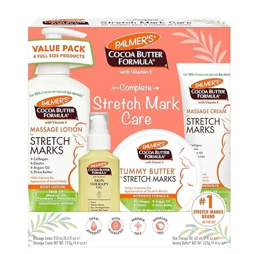 Palmer's Pregnancy Essentials Skin Care Kit, Cocoa Butter Formula (4 Piece) | Reduce Stretch Marks & Scars During Pregnancy thumbnail 1