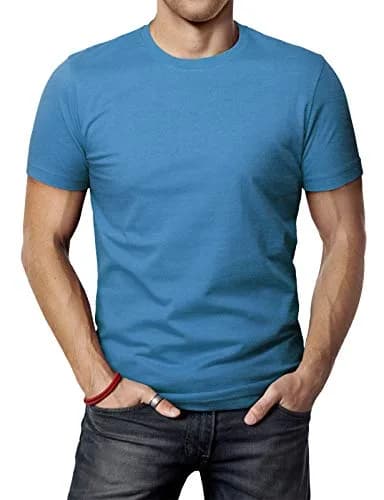 H2H Men's Soft Crewneck Shirts Ultra Blue XL | Comfortable Slim Fit for Daily Wear thumbnail 2