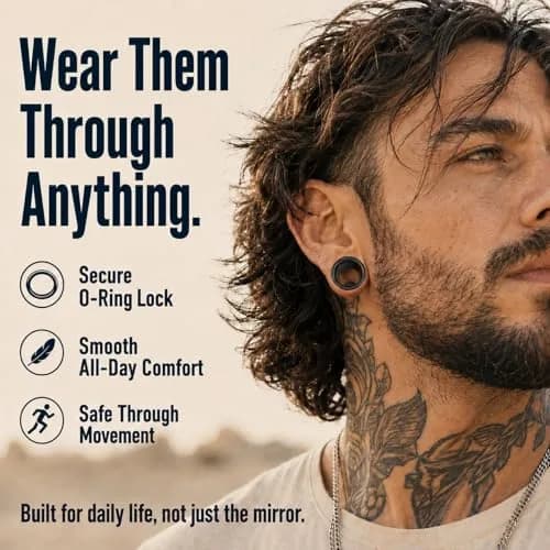 BodyJ4You Black 00G Ear Gauge Stretching Kit | 24-Piece Set with Stainless Steel Tunnels & Acrylic Tapers (10mm-20mm) thumbnail 5