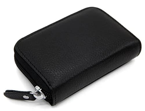 ZHOMA RFID Blocking Genuine Leather Credit Card Case Holder Security Travel Wallet - Black 11.9cm (4.5") | Protects Cards from Scans thumbnail 4