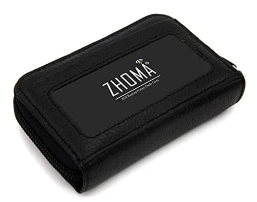 ZHOMA RFID Blocking Genuine Leather Credit Card Case Holder Security Travel Wallet - Black 11.9cm (4.5") | Protects Cards from Scans thumbnail 6