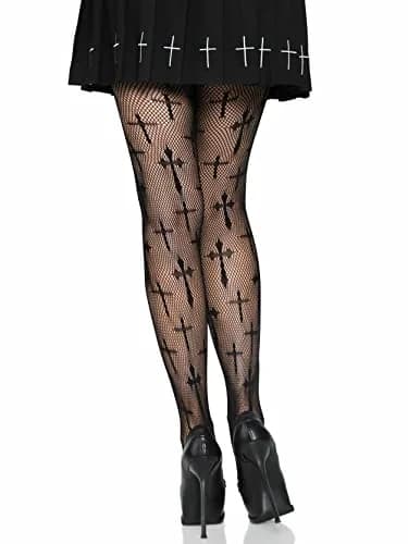 Leg Avenue Dark Alternative Fishnet Tights Worship Me One Size | Edgy Micro Net with High Waist Fit (70-120 chars) thumbnail 2
