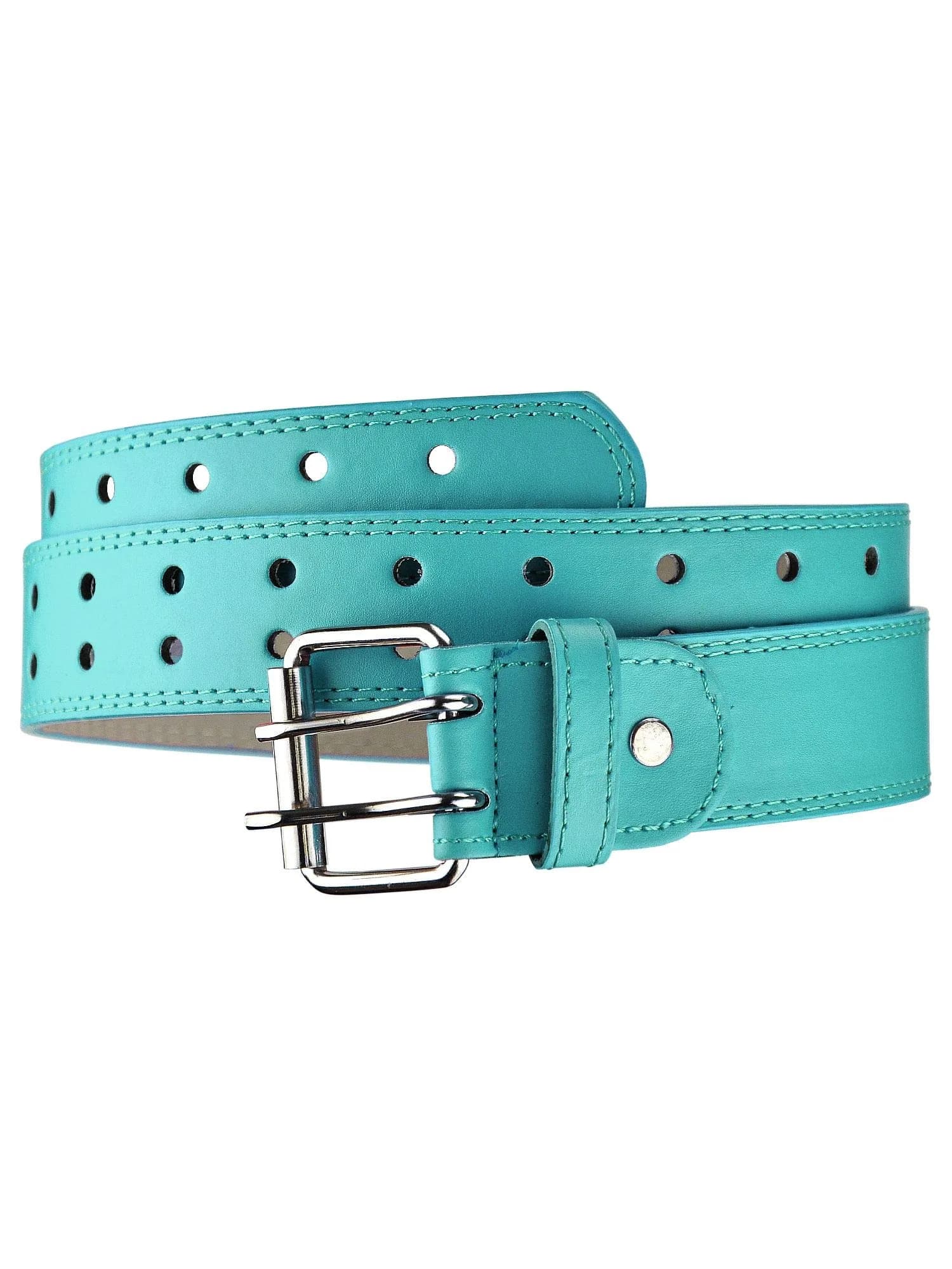 Eurosport Women's Thick Wide Leather Belt - BN9041 - Turquoise - Small | Adjustable 38mm Width, Faux Leather, Double Prong — Turquoise / Small