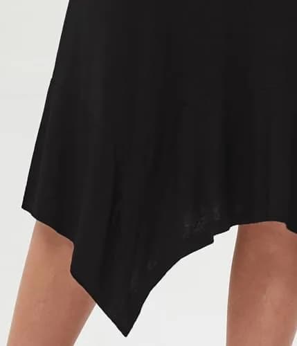 DJT Women's Flowy Handkerchief Hemline Midi Skirt Large Black | Flattering Silhouette & All-Season Comfort thumbnail 8