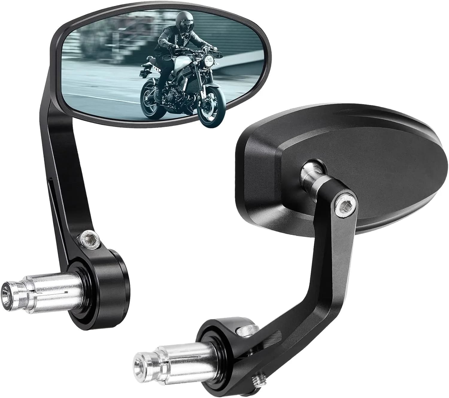 KEMIMOTO Motorcycle Handlebar Bar End Mirror Blue Lens | Universal Fit 7/8" Handlebars — Blue