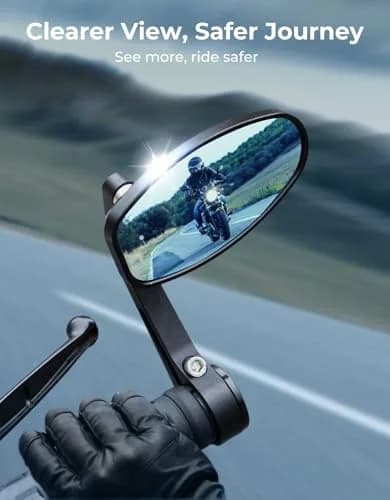 KEMIMOTO Motorcycle Handlebar Bar End Mirror Blue Lens | Universal Fit 7/8" Handlebars thumbnail 3