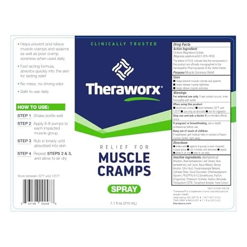 Theraworx Relief Muscle Cramp Spray 210ml (7.1 Fl Oz) | Clinically Trusted for Fast-Acting Relief thumbnail 7