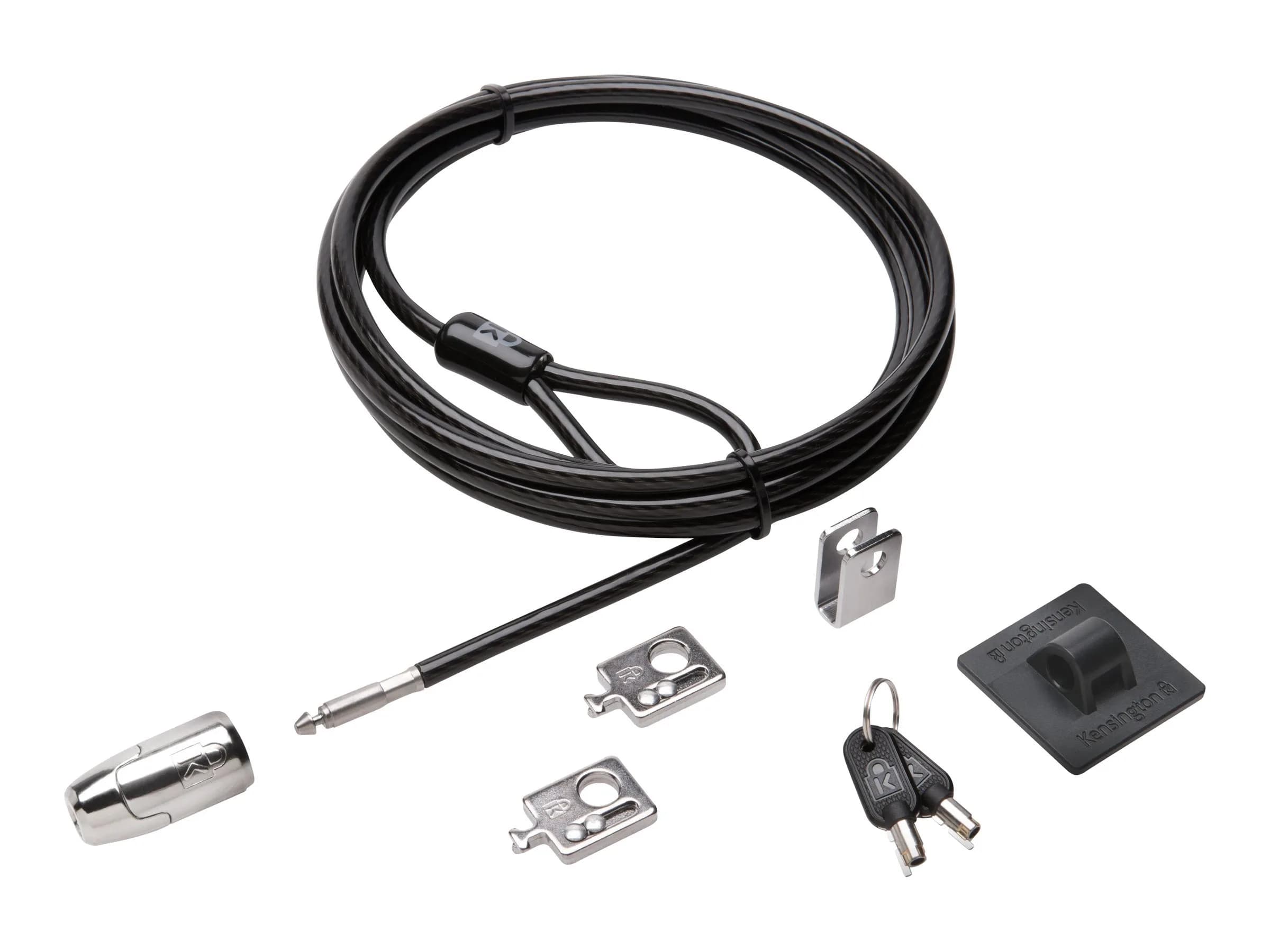 Kensington Desktop & Peripherals Locking Kit 2.0, Black | 2.44m (8ft) Cut-Resistant Carbon Steel Cable - main product image