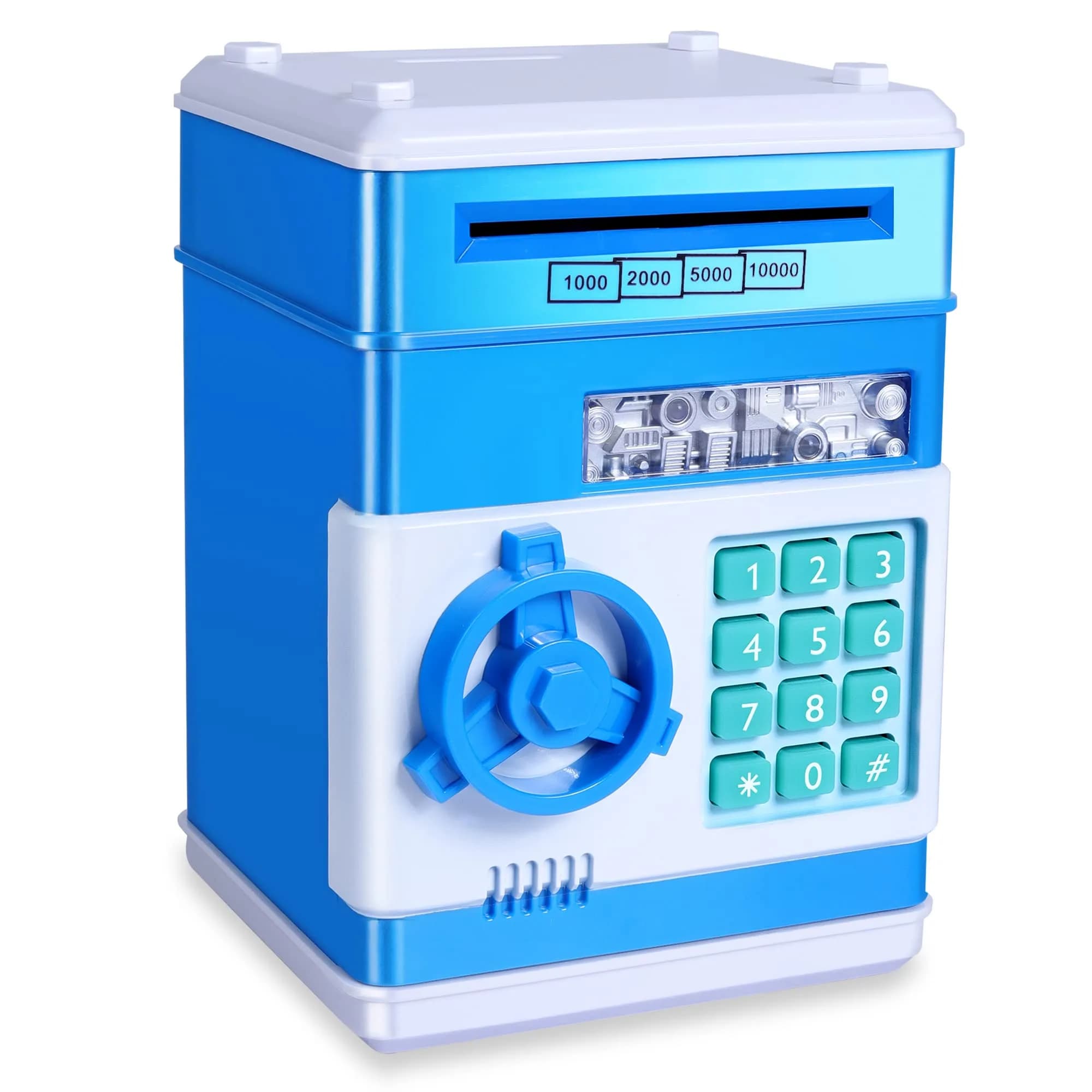 GuDoQi Electronic Piggy Bank for Kids 3-10 Years, 15 cm (5.9 in) | Mini ATM Cash Coin Saving Box with Password Lock