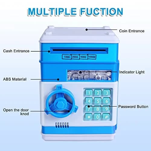 GuDoQi Electronic Piggy Bank for Kids 3-10 Years, 15 cm (5.9 in) | Mini ATM Cash Coin Saving Box with Password Lock thumbnail 4