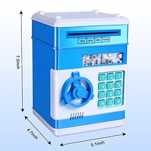 GuDoQi Electronic Piggy Bank for Kids 3-10 Years, 15 cm (5.9 in) | Mini ATM Cash Coin Saving Box with Password Lock thumbnail 2