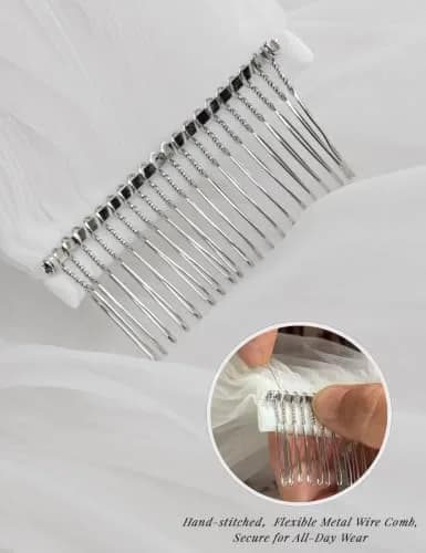 BEAUTELICATE Wedding Bridal Veil with Comb 39" Light Ivory | 1 Tier Cut Edge Veil for Elegant Brides thumbnail 5