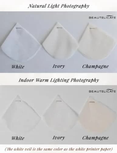BEAUTELICATE Wedding Bridal Veil with Comb 39" Light Ivory | 1 Tier Cut Edge Veil for Elegant Brides thumbnail 3