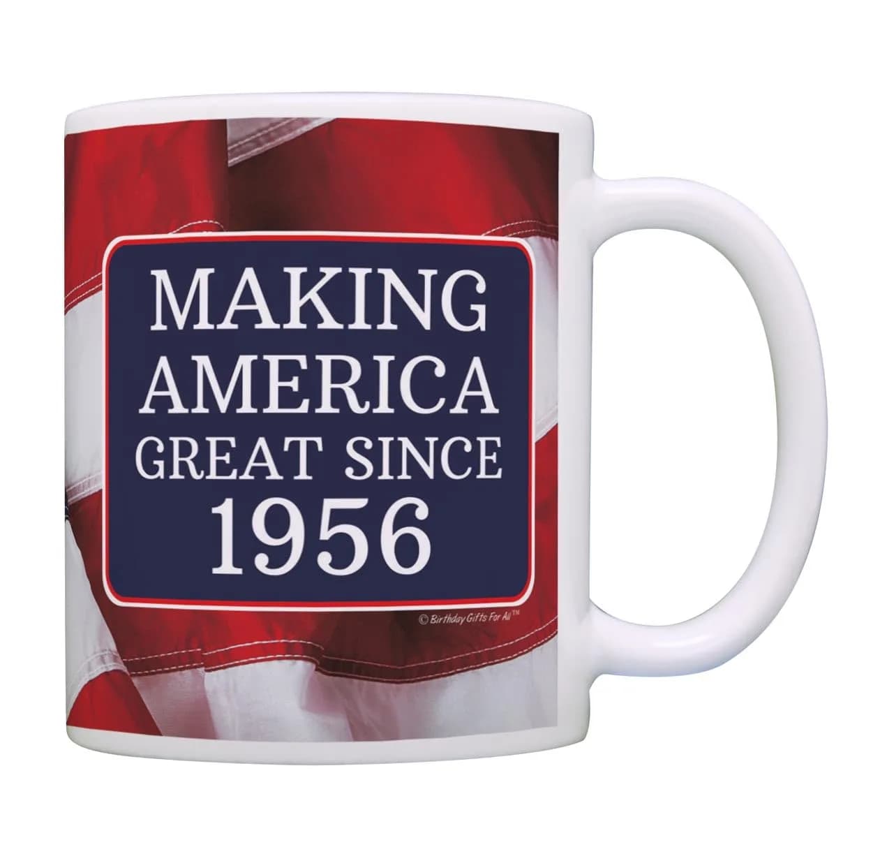 ThisWear Making America Great Since 1956 Flag 11oz Coffee Mug | Classic Ceramic Design, Microwave & Dishwasher Safe — 11oz - USA Flag