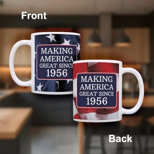 ThisWear Making America Great Since 1956 Flag 11oz Coffee Mug | Classic Ceramic Design, Microwave & Dishwasher Safe thumbnail 2