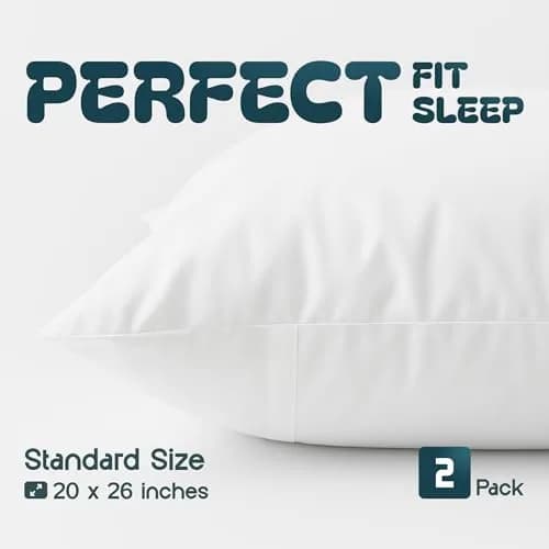 White Classic Luxury Hotel Collection Zippered Pillow Protector, Standard Size, Set of 2 | 200 Thread Count Cotton Pillow Covers thumbnail 2