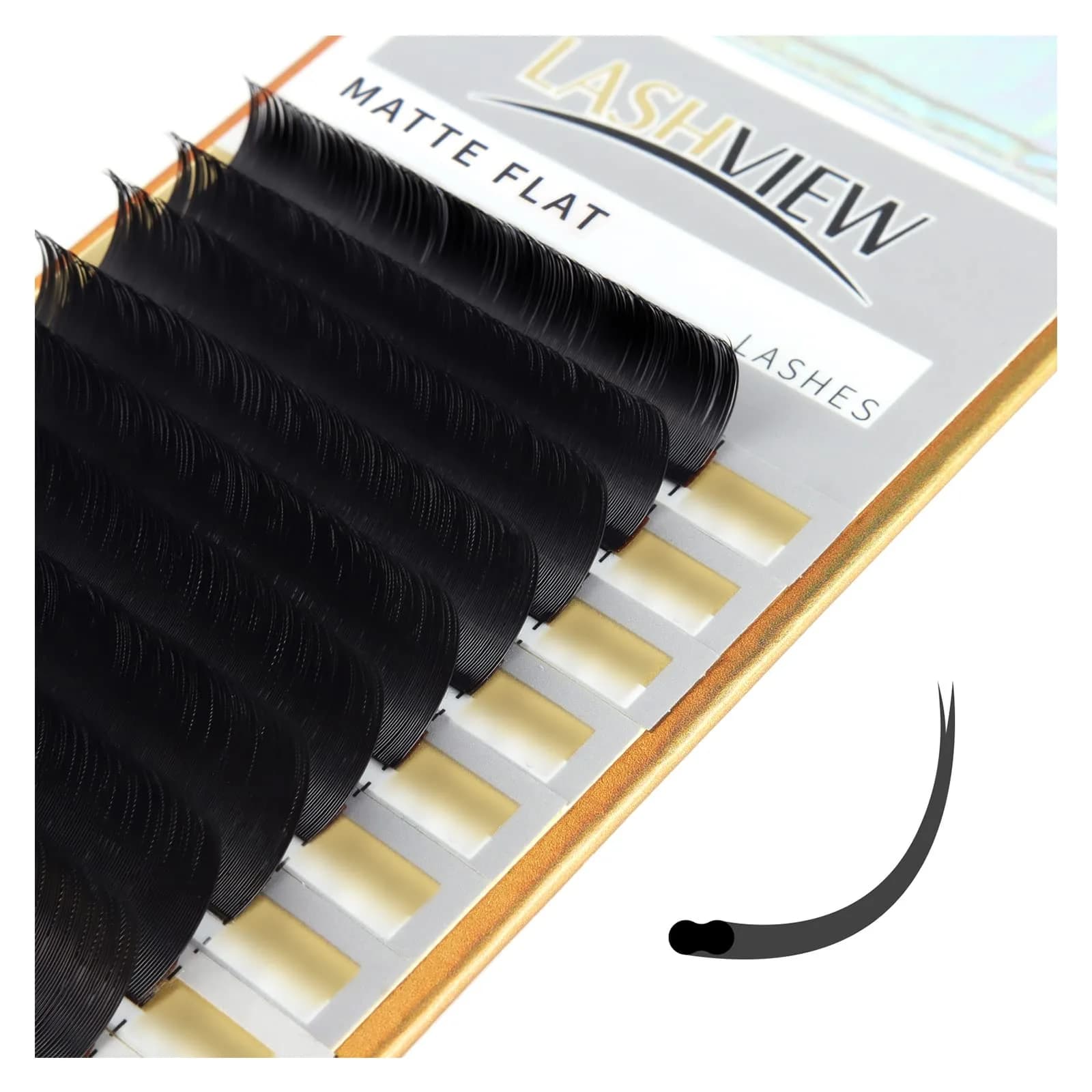 LASHVIEW FLAT 0.15D 12mm Ellipse Eyelash Extensions - Super Matte Black Faux Mink - main product image