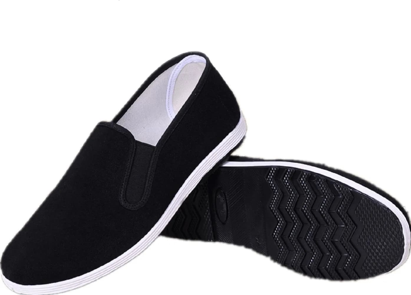 APIKA Traditional Old Beijing Shoes Kung Fu Tai Chi Shoes Rubber Sole Black | Unisex Chinese Culture — 9 Women/7.5 Men
