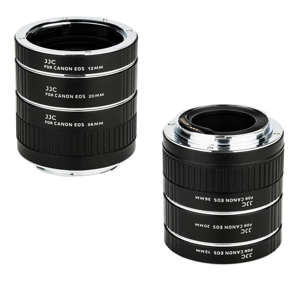JJC Auto Focus Macro Extension Tube Set for Nikon F Camera & Lens | 12mm, 20mm, 36mm Tubes — Canon EF/EF-S Mount (3 Tubes)