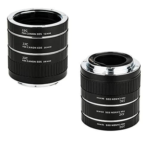 JJC Auto Focus Macro Extension Tube Set for Canon EF/EF-S Mount Cameras & Lenses (12mm, 20mm, 36mm Tubes) | For Macro Photography thumbnail 1