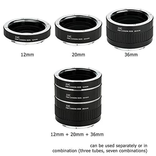JJC Auto Focus Macro Extension Tube Set for Canon EF/EF-S Mount Cameras & Lenses (12mm, 20mm, 36mm Tubes) | For Macro Photography thumbnail 3