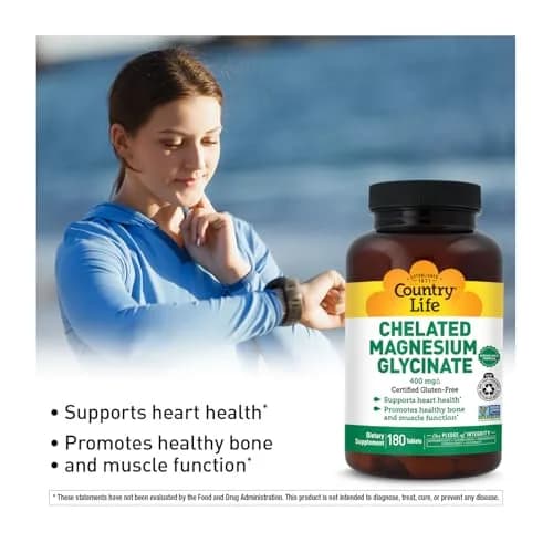 Country Life Chelated Magnesium Glycinate 400 mg | Supports Muscle & Wellness (115 characters) thumbnail 4