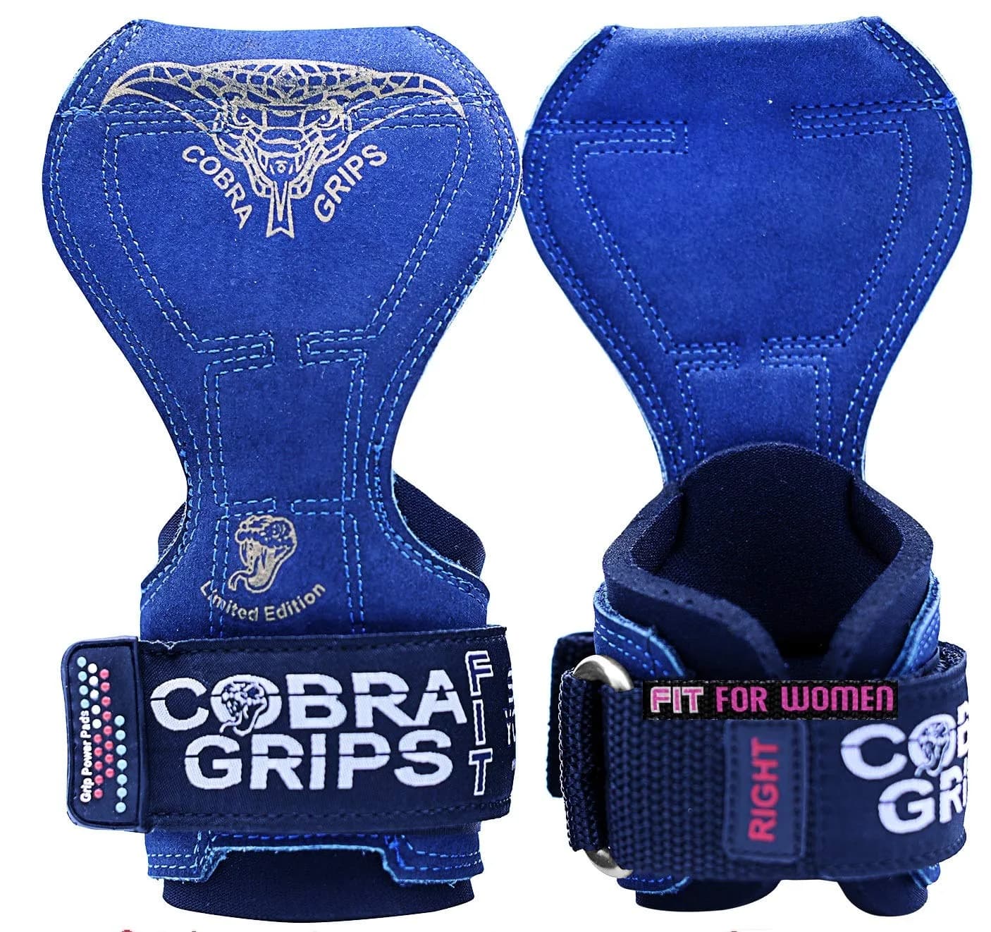 Cobra Grips FIT Blue Leather Weightlifting Gloves with Wrist Wraps - 4.25-7.0" Wrist - main product image