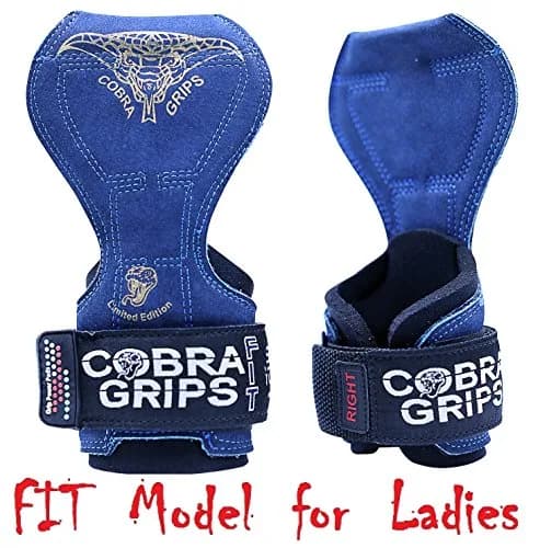 Cobra Grips FIT Blue Leather Weightlifting Gloves with Wrist Wraps - 4.25-7.0" Wrist thumbnail 3
