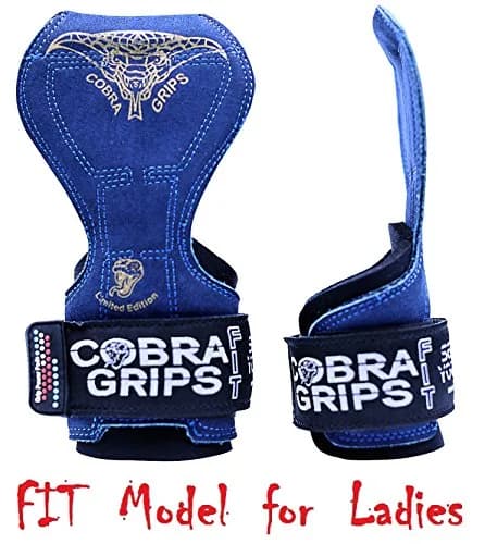 Cobra Grips FIT Blue Leather Weightlifting Gloves with Wrist Wraps - 4.25-7.0" Wrist thumbnail 2