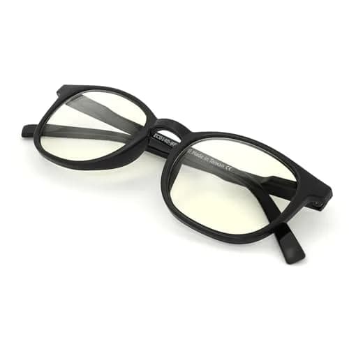 J+S Blue Light Blocking Glasses Hua Oval Black Frame 48mm (1.89in) | Blocks Harmful Blue Light thumbnail 1