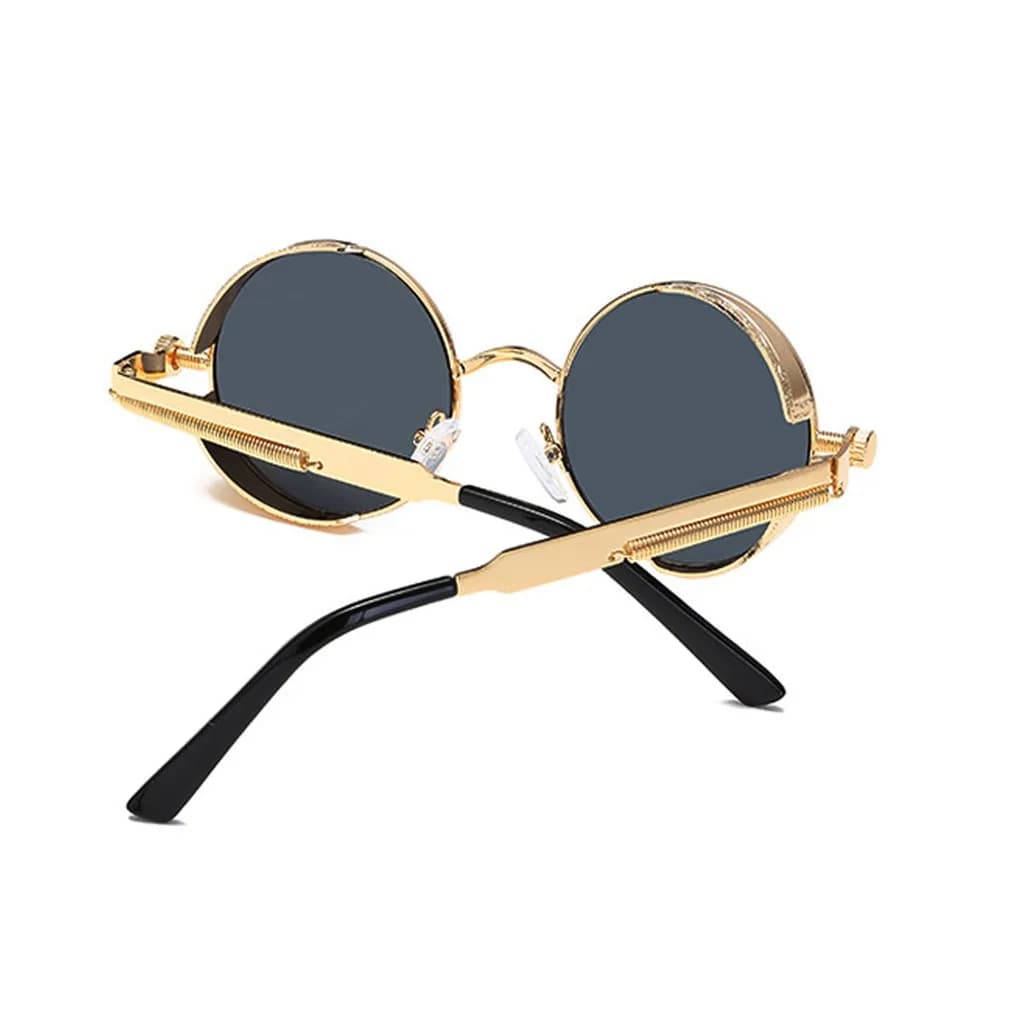 Dollger Men's Retro Round Sunglasses Vintage Steampunk Gold Metal Frame Shades 51mm (2" Lens Width) - view 5