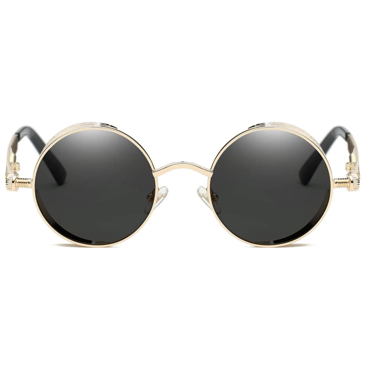 Dollger Men's Retro Round Sunglasses Vintage Steampunk Gold Metal Frame Shades 51mm (2" Lens Width) - view 2