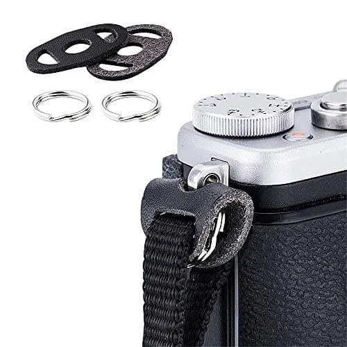 JJC Camera Strap Eyelet Lug Split O Ring Adapter & Leather Cover for Camera | Fits Most Straps ≤ 12mm Wide thumbnail 1
