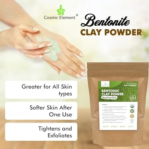Cosmic Element Calcium Bentonite Clay Powder 4 oz | Skin Detox & Deep Pore Cleansing thumbnail 2