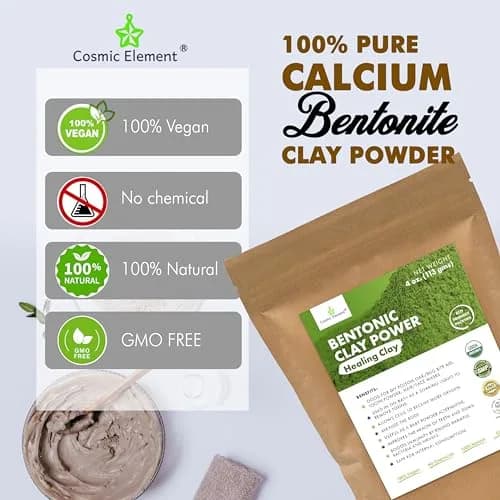 Cosmic Element Calcium Bentonite Clay Powder 4 oz | Skin Detox & Deep Pore Cleansing thumbnail 3