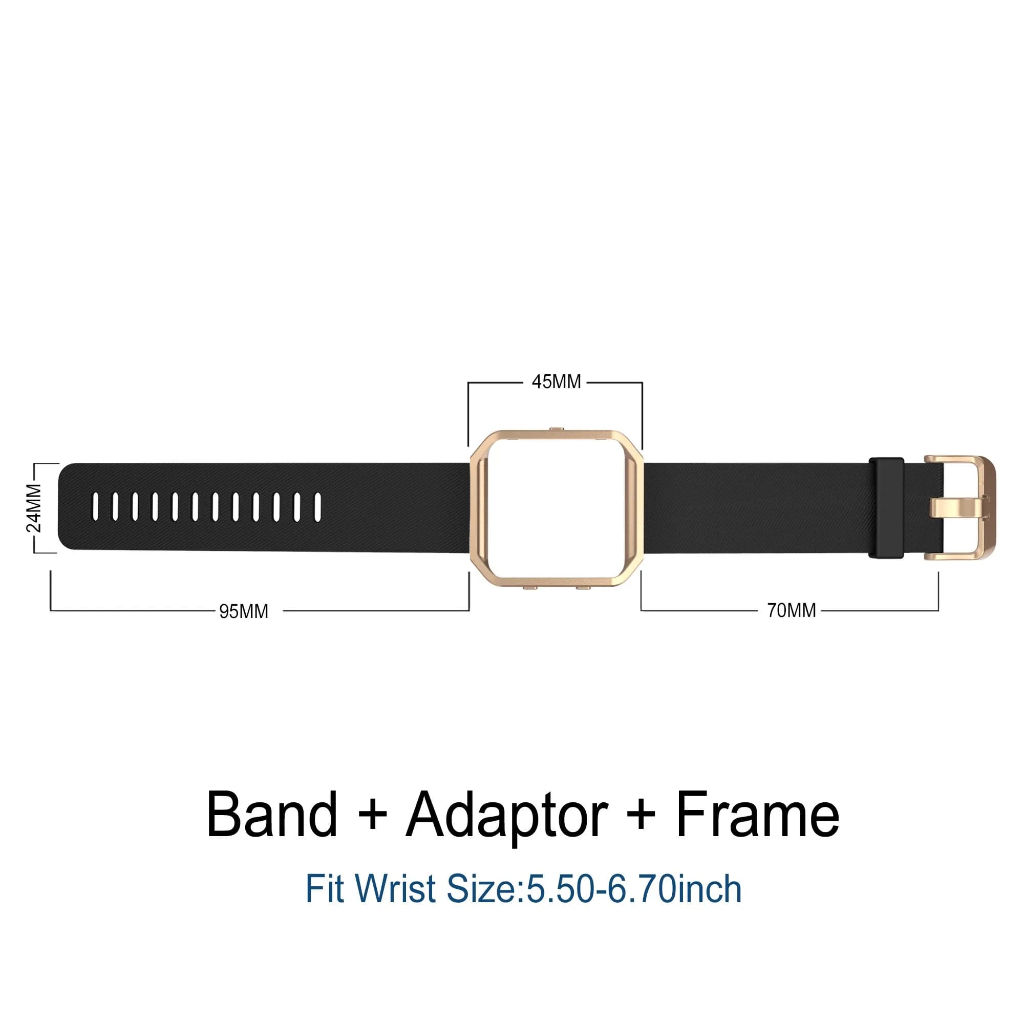 Simpeak Sport Band Compatible with Fitbit Blaze Small (24mm) | Black Band + Rose Gold Frame - view 6