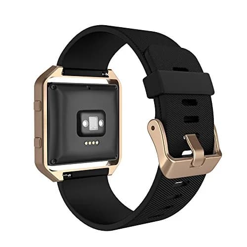 Simpeak Sport Band Compatible with Fitbit Blaze Small (24mm) | Black Band + Rose Gold Frame thumbnail 3
