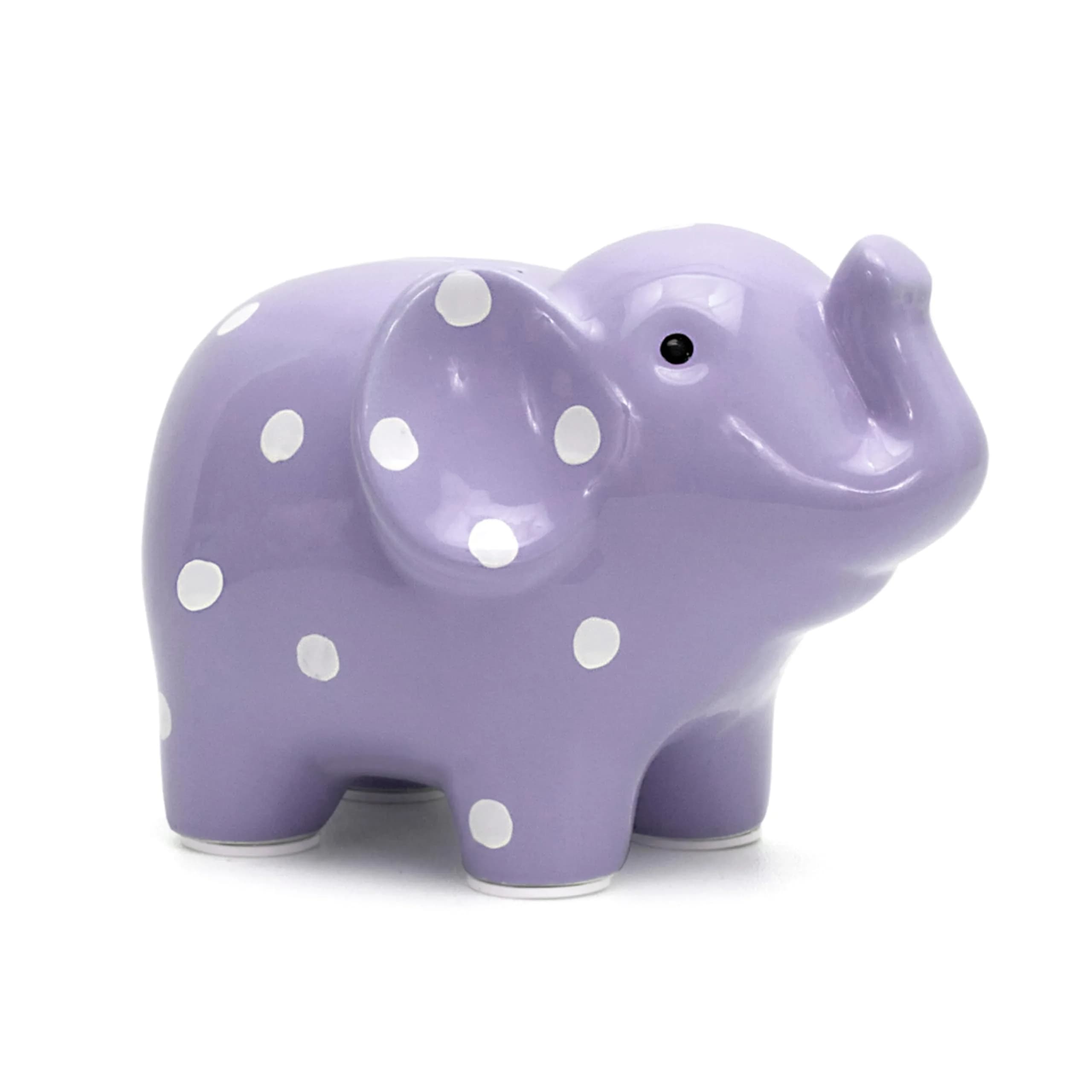 Child to Cherish Ceramic Polka Dot Elephant Piggy Bank for Girls, Lavender | Durable, Hand-Painted, Safe for Kids