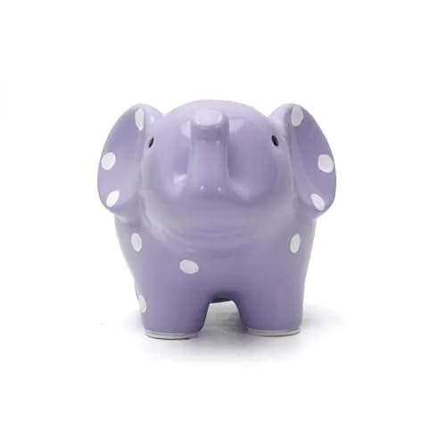 Child to Cherish Ceramic Polka Dot Elephant Piggy Bank for Girls, Lavender | Durable, Hand-Painted, Safe for Kids thumbnail 5