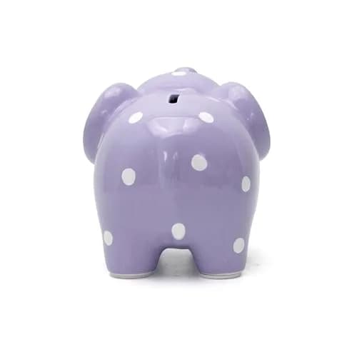 Child to Cherish Ceramic Polka Dot Elephant Piggy Bank for Girls, Lavender | Durable, Hand-Painted, Safe for Kids thumbnail 6
