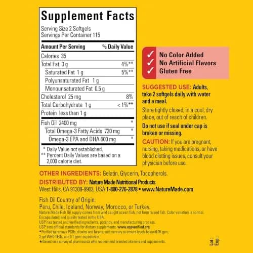 Nature Made Fish Oil Omega 3 Supplements 1200 mg Softgels 230 Count | Heart Health Support thumbnail 6