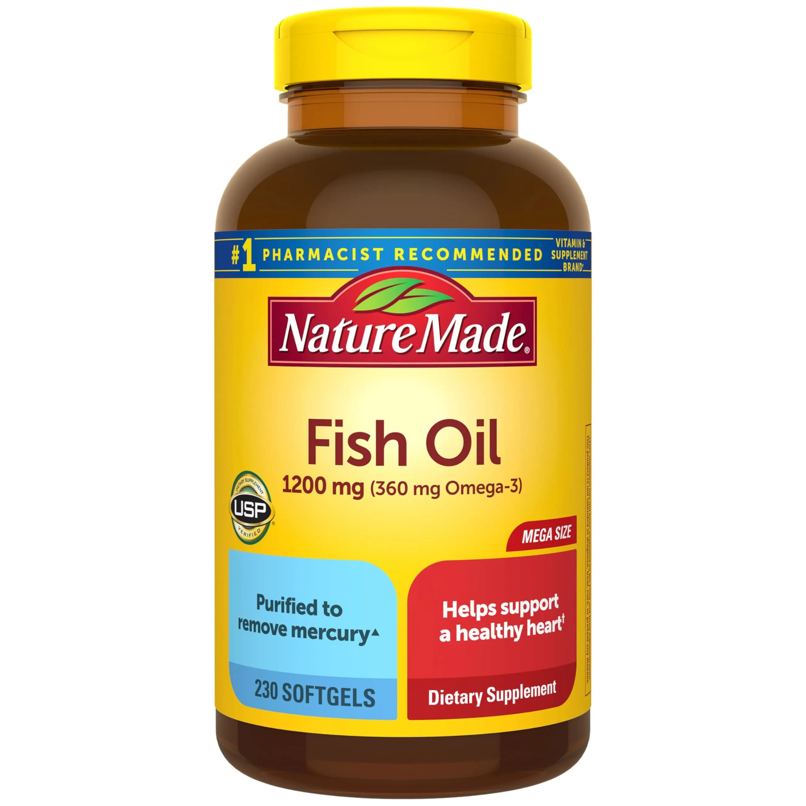 Nature Made Fish Oil Omega 3 Supplements 1200 mg Softgels 230 Count | Heart Health Support