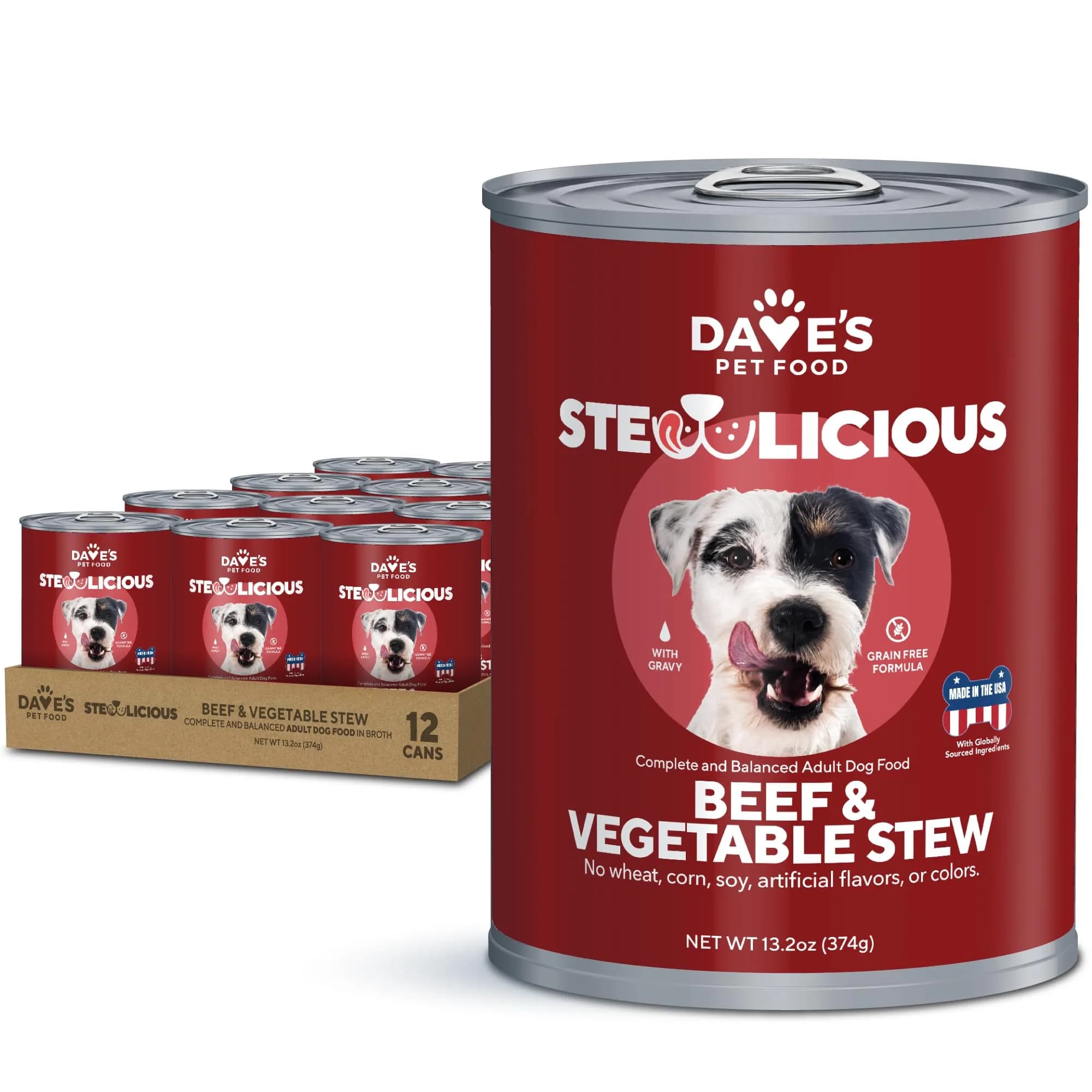 Dave's Pet Food Grain Free Wet Dog Food, Beef & Vegetable, 13.2 oz | High Protein, Grain-Free Nutrition — Beef & Vegetables