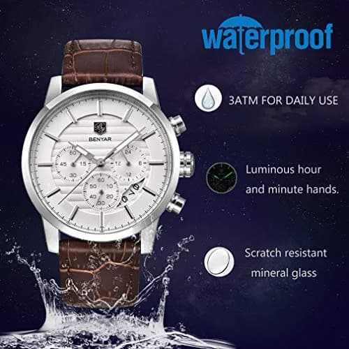 BY BENYAR Men's Analog Quartz Chronograph Watch 44mm (1.73 inch) | Water Resistant with Luminous Dial thumbnail 3