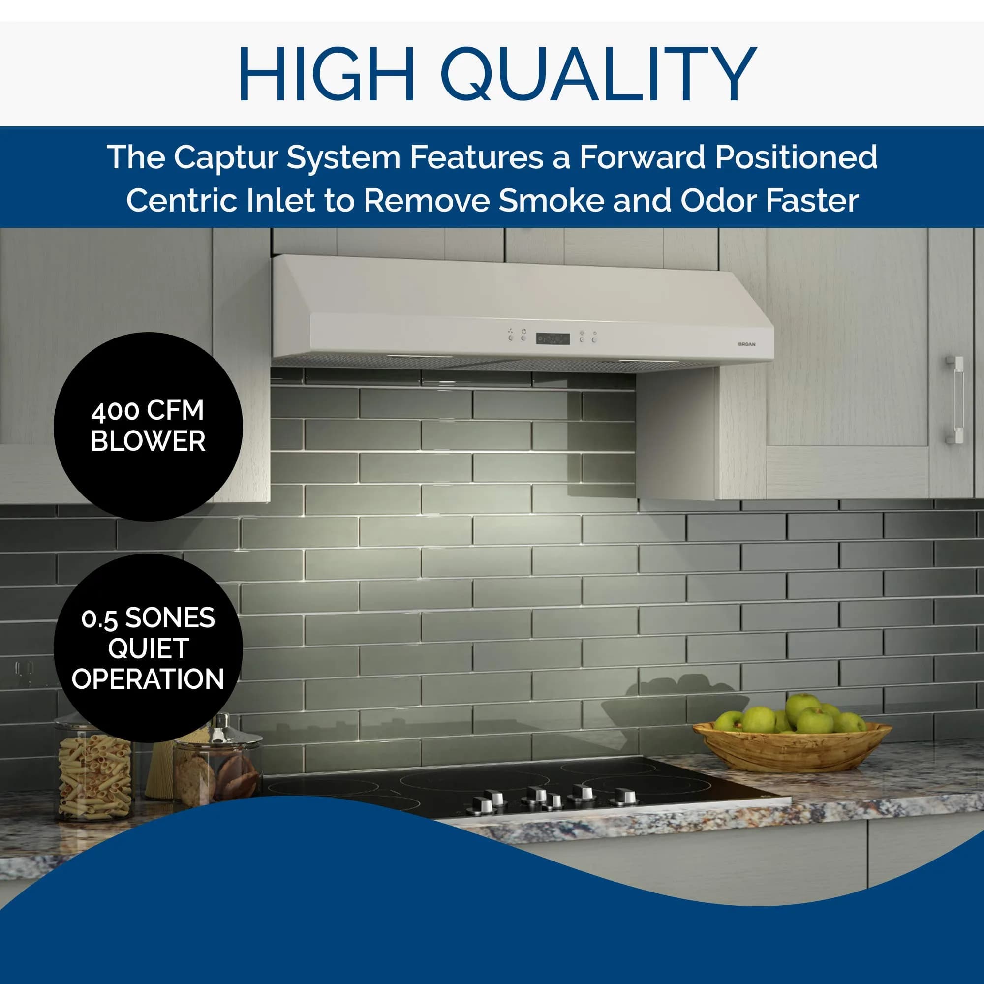 Broan-NuTone Glacier 36-inch Under-Cabinet Range Hood with 3-Speed Fan & LED Light, White - view 3