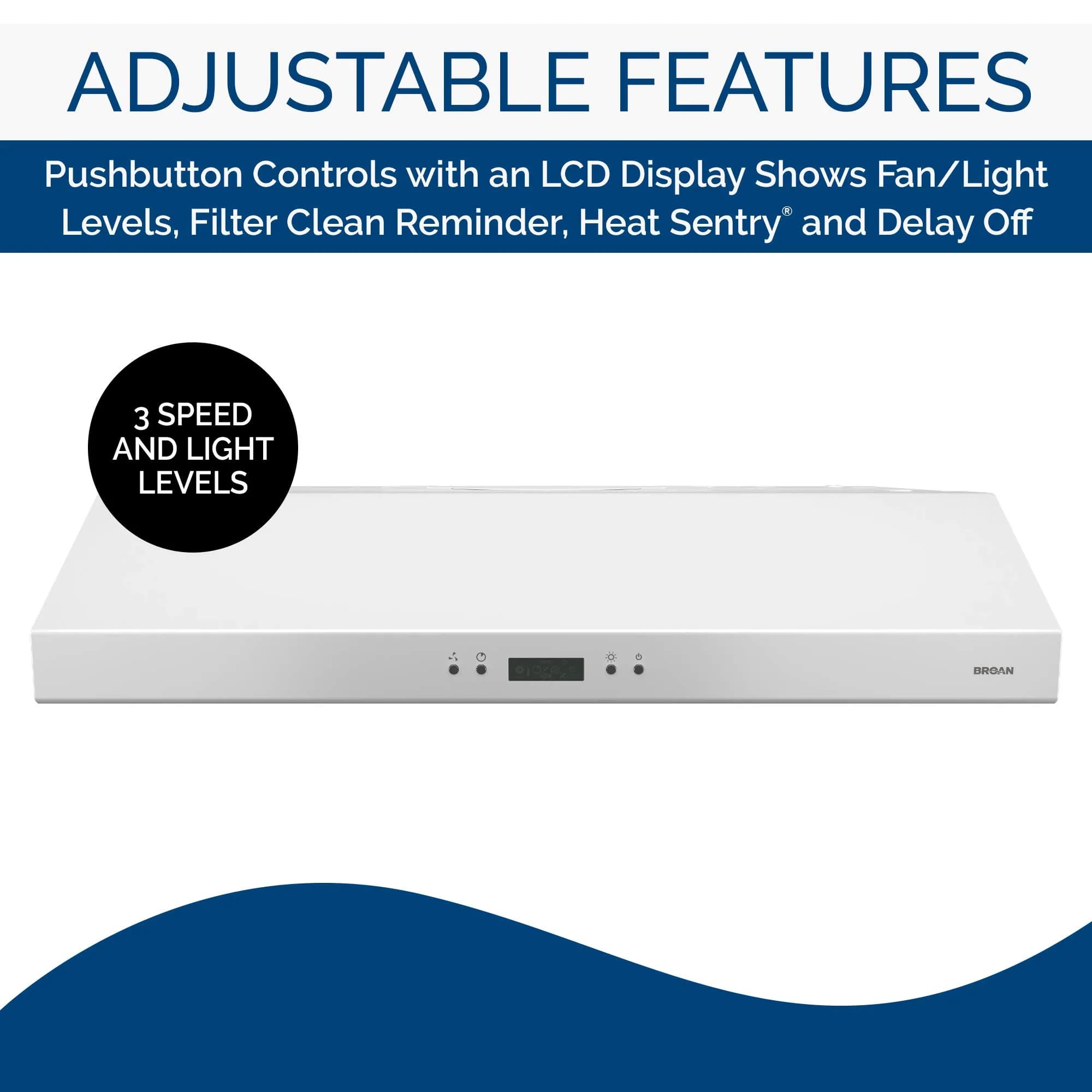 Broan-NuTone Glacier 36-inch Under-Cabinet Range Hood with 3-Speed Fan & LED Light, White - view 5