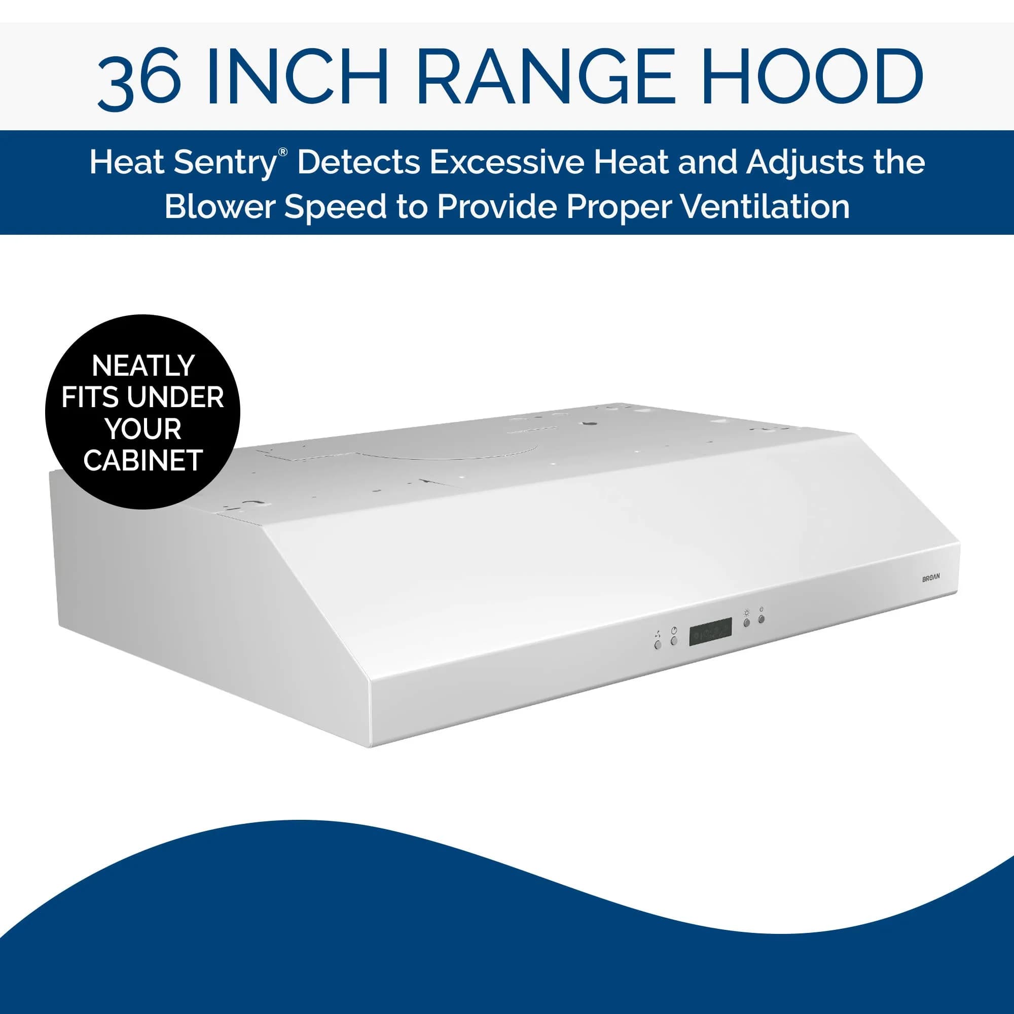 Broan-NuTone Glacier 36-inch Under-Cabinet Range Hood with 3-Speed Fan & LED Light, White - view 7